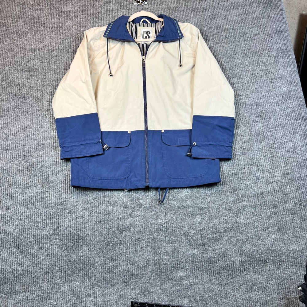 CS Signature Jacket Cotton Blend Colorblock Nautical Cream Navy Blue Coastal S